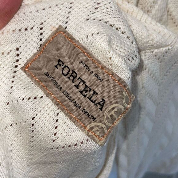 Fortela Womens Two Button Notch Lapel Long Sleeve Knit Blazer Cream Size 10 US 4 - Picture 8 of 13